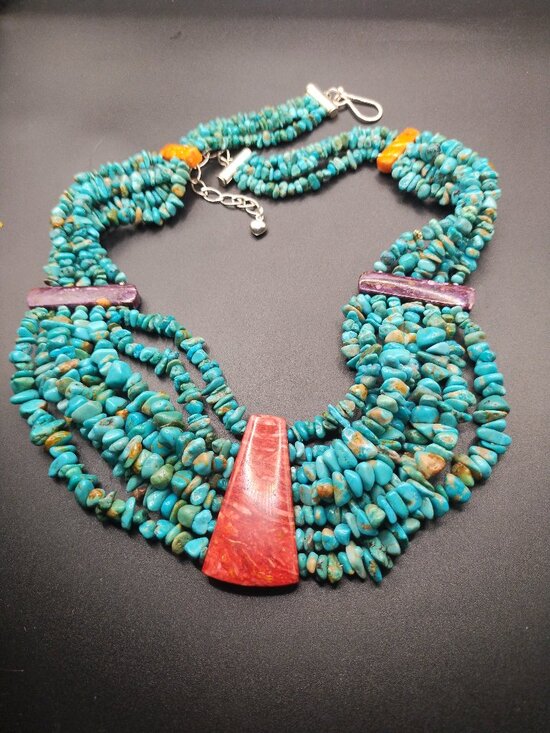 Jay King Jewelry - Jay King DTR mine finds Turquoise spiny oyster Statement necklace 925 Sterling S